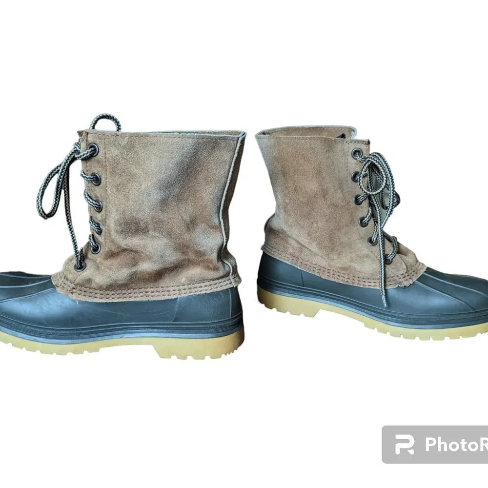 Kamik Duck Boots Waterproof Leather Rubber Lace‎ Up Unisex Canada Vintage